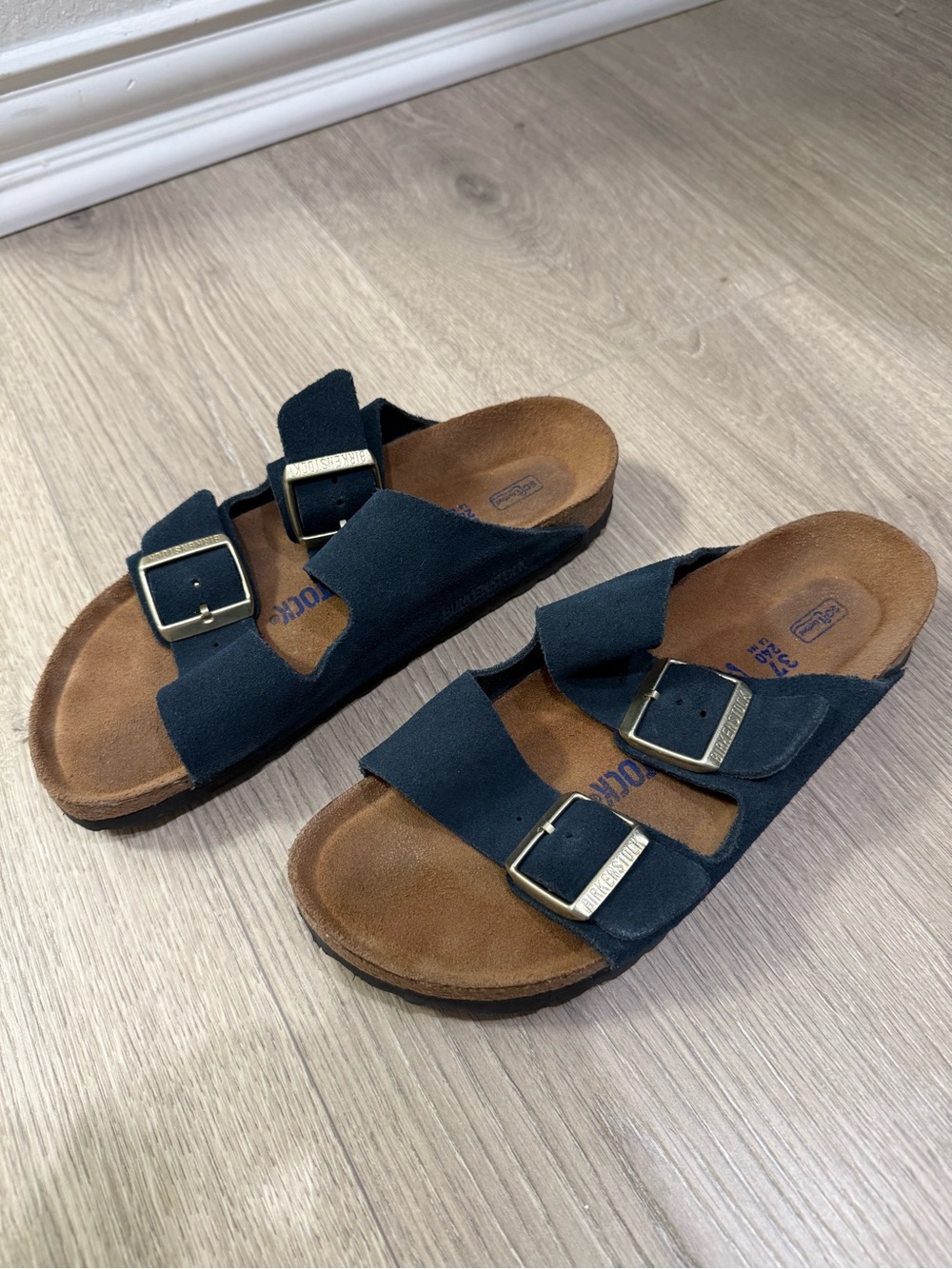 Birkenstock Women’s Navy Suede Two-Strap Sandals - Picture 2 of 3